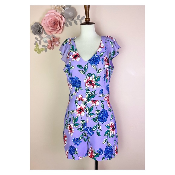 New! PARKER Ana Combo Floral Ruffle Romper - Picture 3 of 8